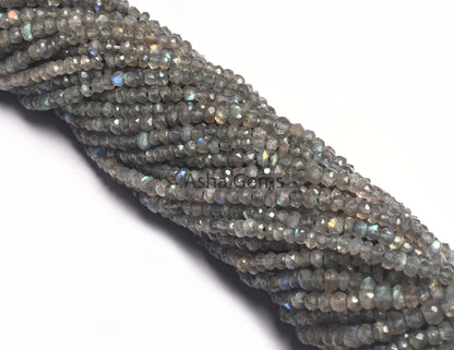 Natural Fire labradorite Faceted Rondelle Gemstone Beads,13" Fine labradorite Indian Machine Cut Beads, Labradorite Beads Jewelry Craft Sale