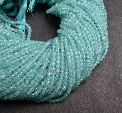 Beautiful Blue Chalcedony Micro Cut Gemstone Beads,3.2mm AAA Quality Aqua Chalcedony Faceted Rondelle Machine Cut Beads Jewelry making Craft