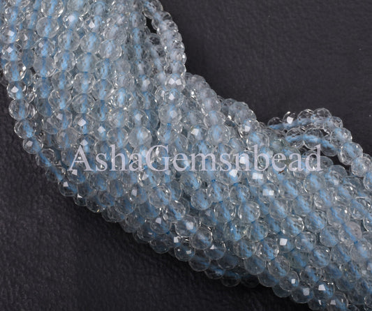 2.8 mm Real Topaz Micro Cut Faceted Rondelle Gemstone Beads, Natural Sky Blue Topaz Machine Cut Bead,AAA Blue Topaz Bead Jewelry Making SALE