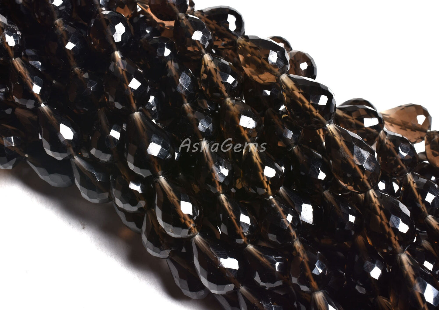 AAA Smoky Quartz Faceted Drops Shape Beads,10 inch Strand, Natural Smoky Teardrop Beads, Straight Drill Beads, Smoky Beads Faceted T Drill