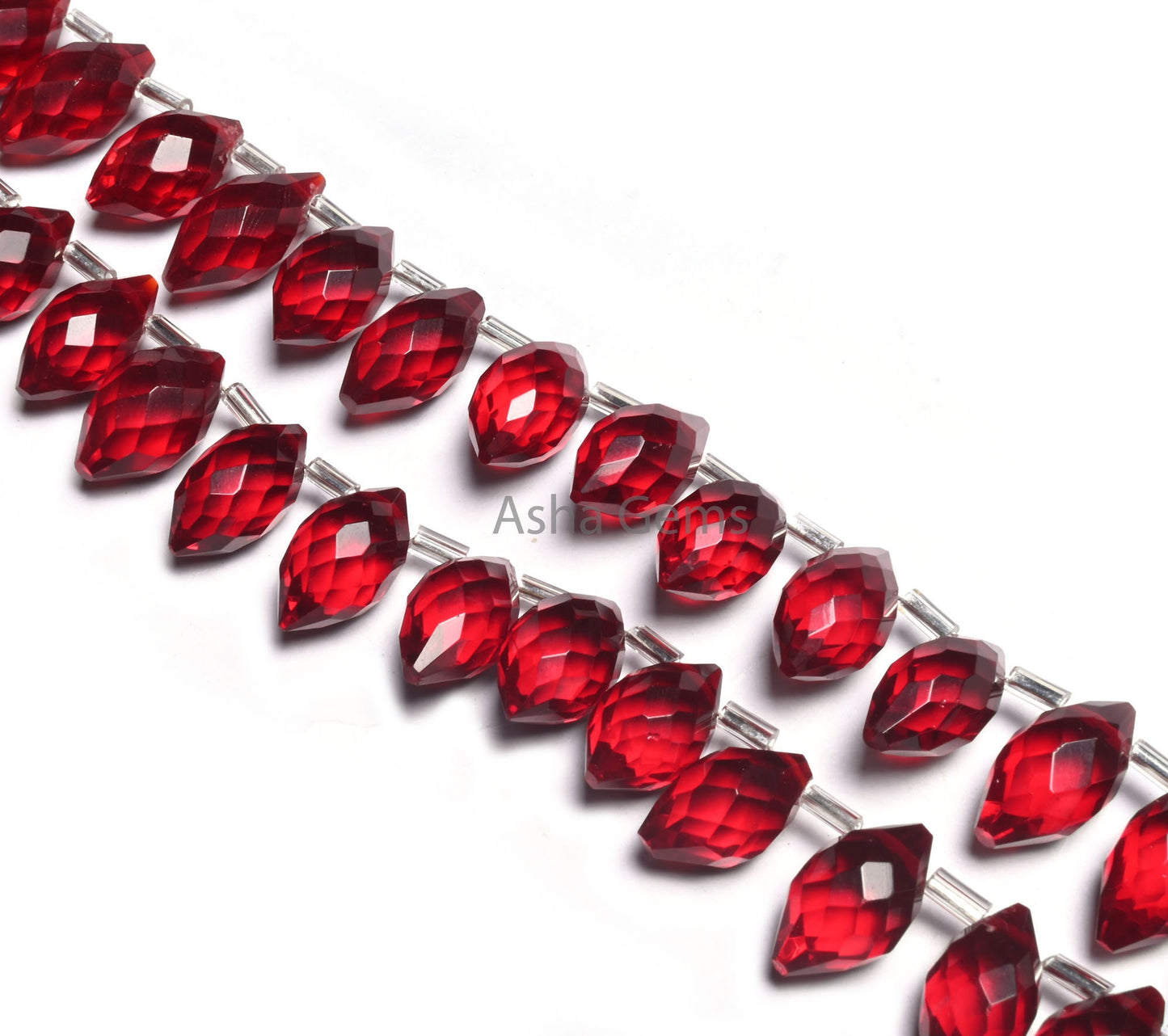 Beautiful Red Quartz Hydro Fancy Barrel Shape Faceted Beads, AAA Red Ruby Color Hydro Fancy Loi Shape Pointed Briolette Beads Jewelry Crafts
