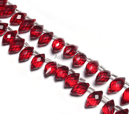 Beautiful Red Quartz Hydro Fancy Barrel Shape Faceted Beads, AAA Red Ruby Color Hydro Fancy Loi Shape Pointed Briolette Beads Jewelry Crafts