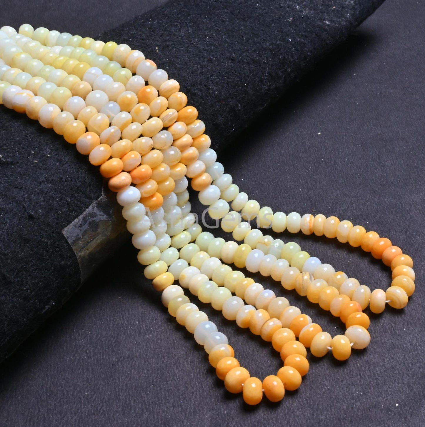 Beautiful Shaded Yellow Orange Opal Smooth Rondelle Gemstone beads,16"Strand AAA Opal Plain Handmade Bead Jewelry making Necklace Craft SALE