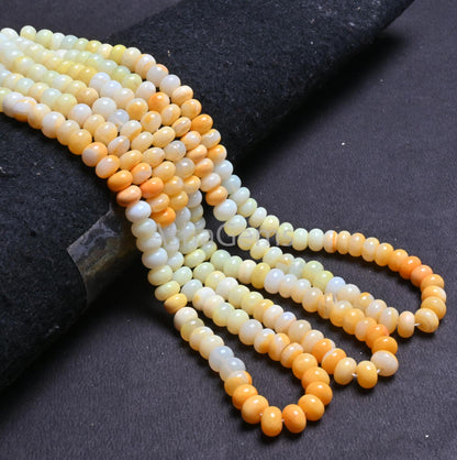 Beautiful Shaded Yellow Orange Opal Smooth Rondelle Gemstone beads,16"Strand AAA Opal Plain Handmade Bead Jewelry making Necklace Craft SALE