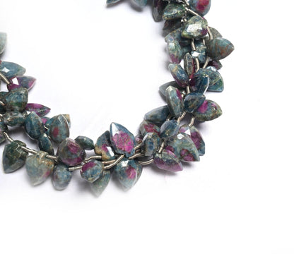 Beautiful Ruby Kyanite Fancy Shape Gemstone Beads,8" Natural Ruby Kyanite Side Drill Briolette Faceted Beads, Fine Ruby Kyanite Bead Jewelry