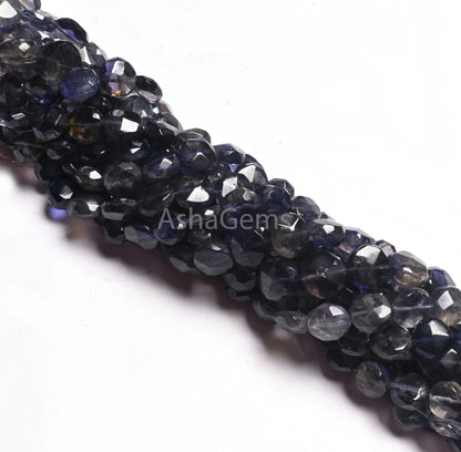 Fine Shaded Blue Iolite Faceted Coin Shape Gemstone Beads, Natural Iolite Handmade Coin Indian Cut Iolite Bead For Jewelry Making Craft SALE