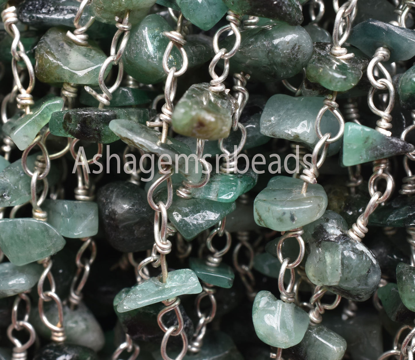 Natural Green Malachite Uncut Chip Beads Rosary Chain Silver, Gold Plated Wire Bulk roll chain Wholesale Beaded Rosary For Necklace Jewelry