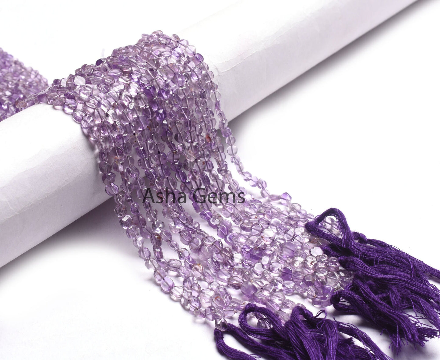 Natural amethyst Smooth Uneven Flat Coin Gemstone Beads,13" Strand Light Purple Amethyst Handmade Coin Straight Drill Beads, Amethyst Bead