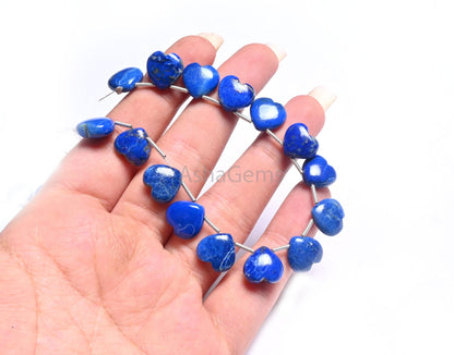 Fine Quality Blue lapis Lazuli Smooth Carving Heart Shape Gemstone Loose Beads, Natural Lapis handmade Carved Heart lapis Bead Jewelry Craft