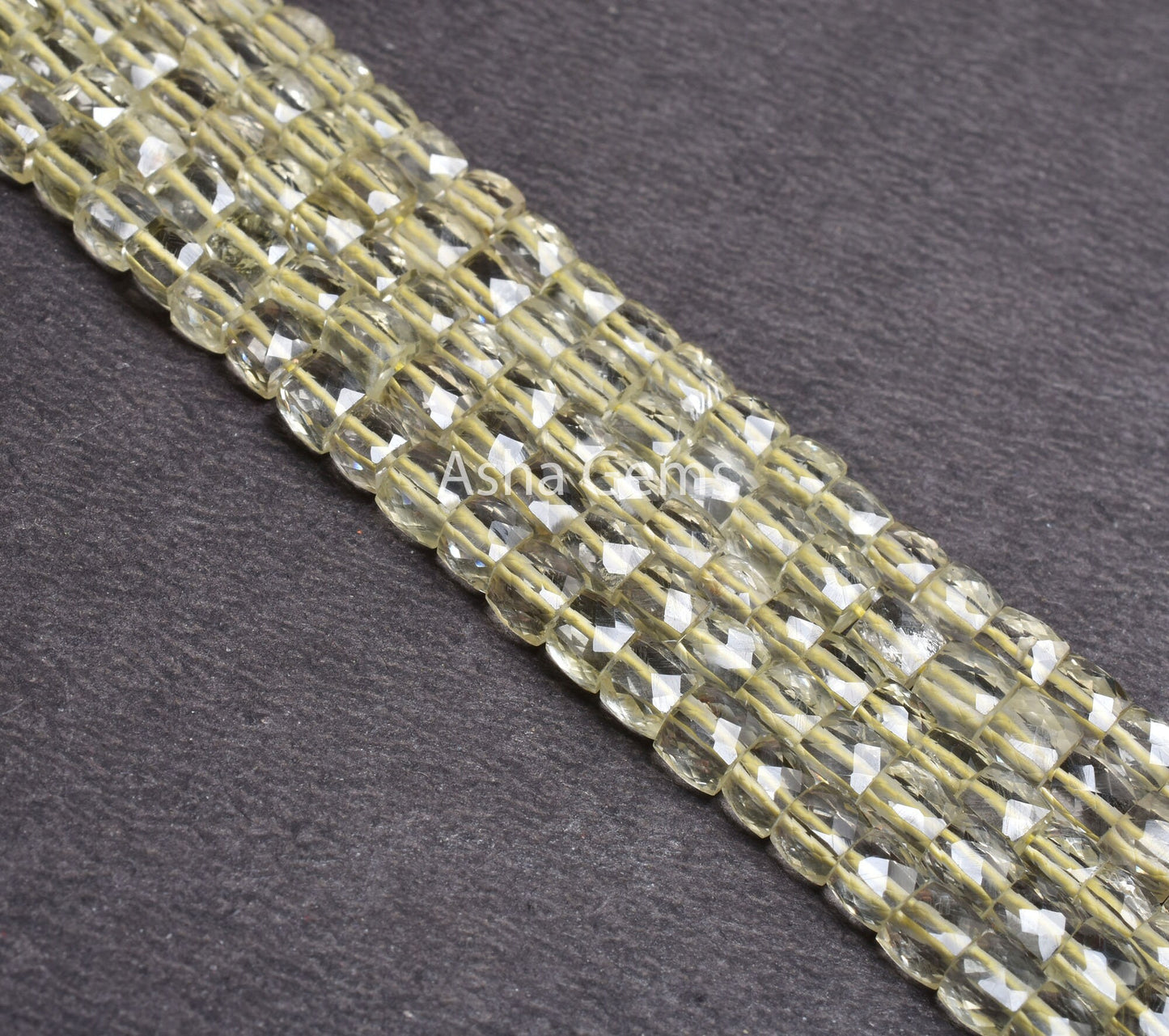Natural Lemon Quartz Faceted Box Shape Beads,9" Natural Yellow Lemon Tiny 3D Cube Box Gemstone Center Drill Beads Jewelry Making Craft SALE