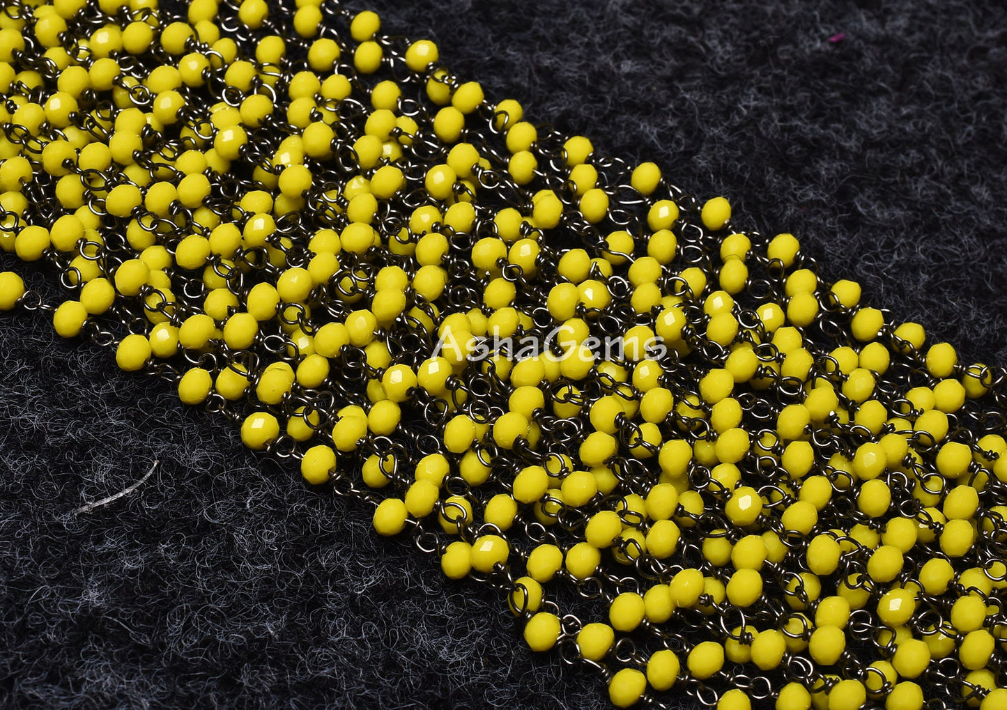 Rosary Chain, Beautiful Yellow Jasper Hydro Faceted Rondelle Beaded handmade Rosary Chain,3 mm Gunmetal Wire Wrap Chain Jewelry Making Craft