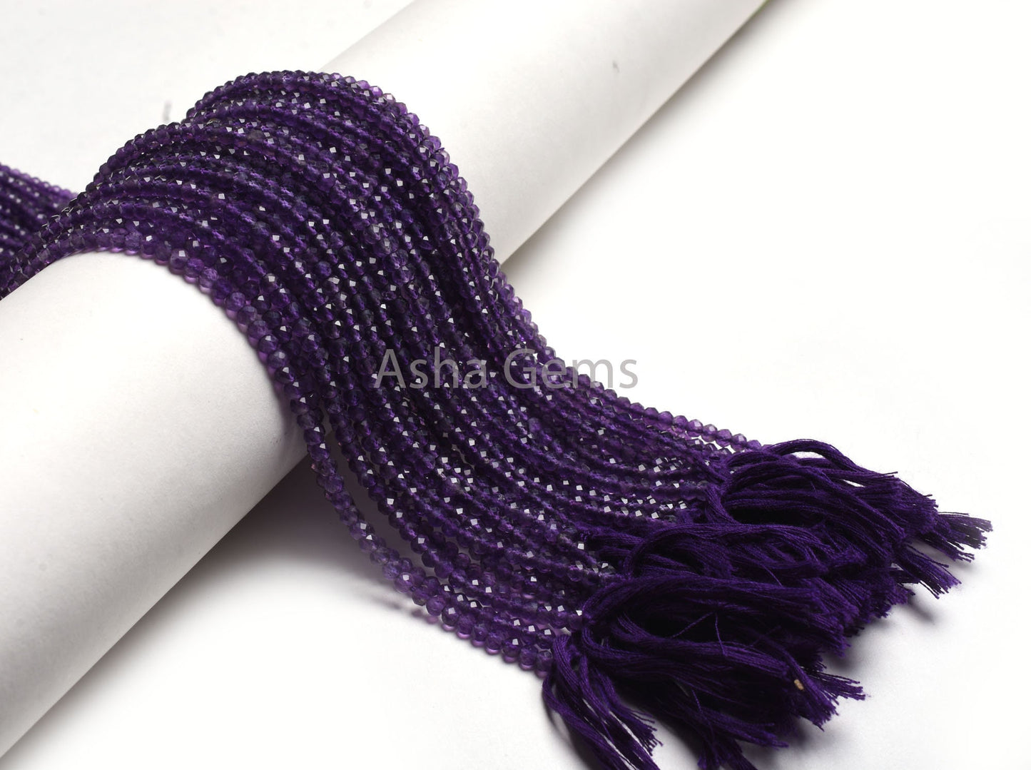AAA Quality Amethyst Beads,3.70 mm Purple Amethyst Micro Cut Faceted Rondelle Beads,13" Strand Amethyst Machine Cut Gemstone Beads Jewelry