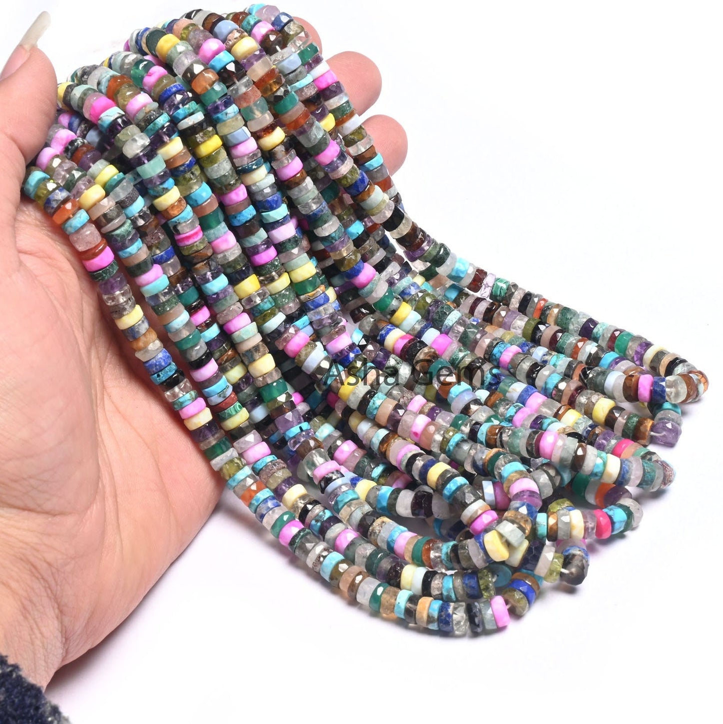 16" Strand Beautiful Multi Color Faceted Heishi Tyre Beads,6 mm Natural Mix Gemstone Disco Flat Wheel Shape Beads Jewelry Making Craft Sale