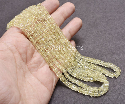 Beautiful Lemon Quartz Flat Square Shape Gemstone smooth Beads,16" Strand Natural Lemon Heishi Square Beads, Lemon Beads Jewelry Crafts SALE