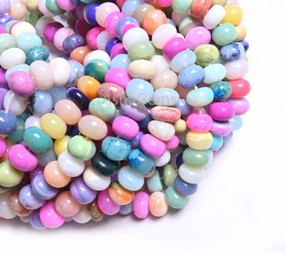 Wonderful Multi Shaded Opal Rondelle Smooth Gemstone Beads, Fine Disco Opal Beads, Mix Color Multi Opal Plain Bead Jewelry Making Craft SALE