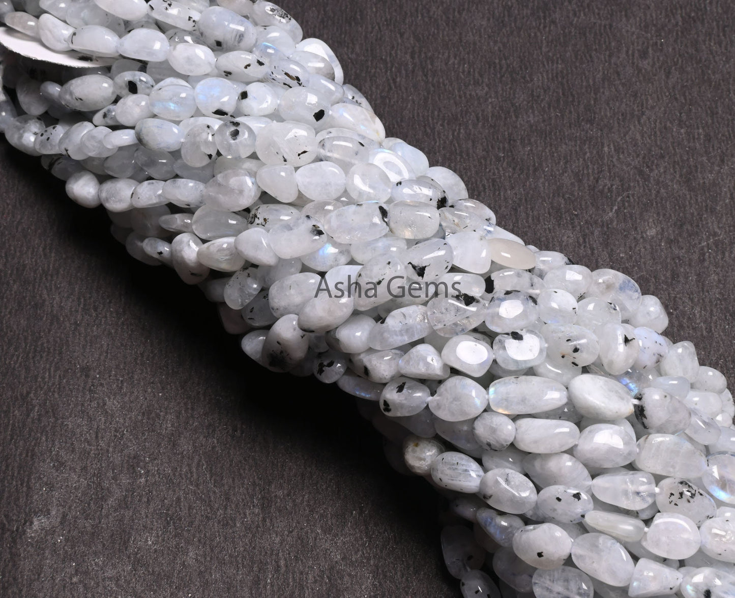 Natural Moss Rainbow Moonstone Nugget Shape Beads,Beautiful Rainbow Smooth Pebble Bead, Black Dot Rainbow Gemstone Uneven Nuggets Beads SALE (AG 22291)