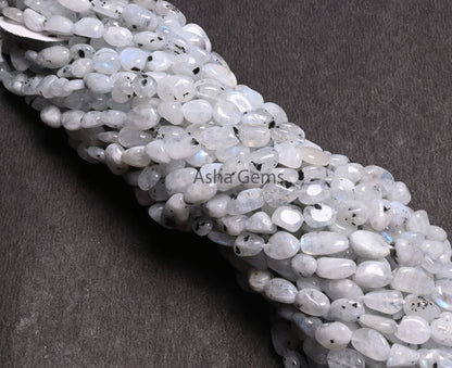 Natural Moss Rainbow Moonstone Nugget Shape Beads,Beautiful Rainbow Smooth Pebble Bead, Black Dot Rainbow Gemstone Uneven Nuggets Beads SALE (AG 22291)