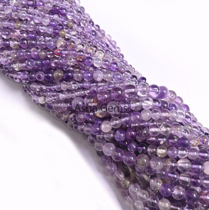 12.5" Strand Amethyst Smooth Round Shape Beads, Natural Amethyst Beads, Shaded Purple Amethyst Plain Round Ball Gemstone Bead Jewelry Making