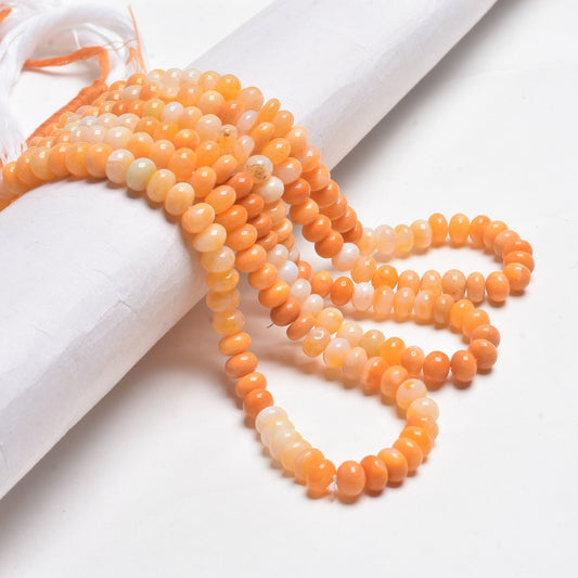 AAA Quality Opal Smooth Rondelle Beads,16" Fire Opal Color beads, Carrot Orange Shaded opal Plain Gemstone Loose bead Necklace Jewelry Craft