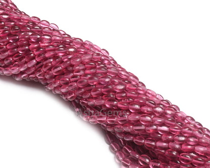 5.5-7.5mm Beautiful Pink Hydro Smooth Oval Shape Handmade Beads,13" AAA Pink Rubellite Color Hydro Plain Oval Bead Jewelry making Craft SALE
