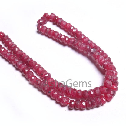 Beautiful Red Ruby Faceted Indian Cut Beads, Fine Ruby Corundum Faceted rondelle Shape Gemstone Ruby Handmade Beads Necklace making Jewelry