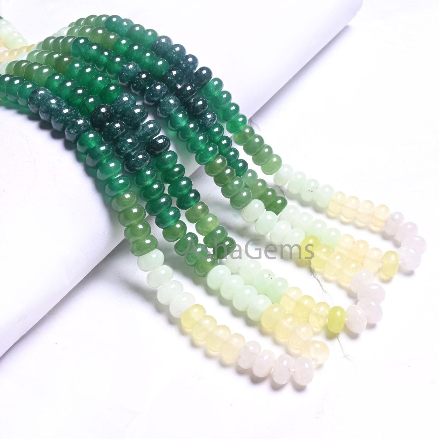 AAA Quality Mix Quartz Smooth Rondelle Beads,8 mm Shaded Army Green Multi Color Gemstone Roundelle Jade Quartz Beads Jewelry Craft Necklace (AG 12309 )