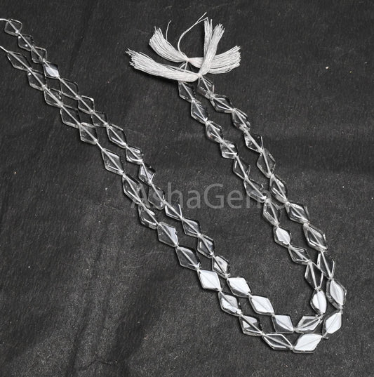 Natural Clear Crystal Quartz fancy Kite Shape Handmade Beads,13"White Crystal Quartz Smooth Rhombus Handmade Beads Jewelry Making Craft SALE