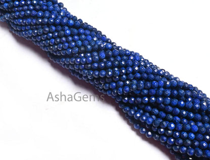 13" Beautiful Natural Blue Lapis Micro Cut Roundelle Gemstone Beads,3.5 mm AAA Quality Lapis Lazuli Faceted Beads Jewelry Making Lapis beads