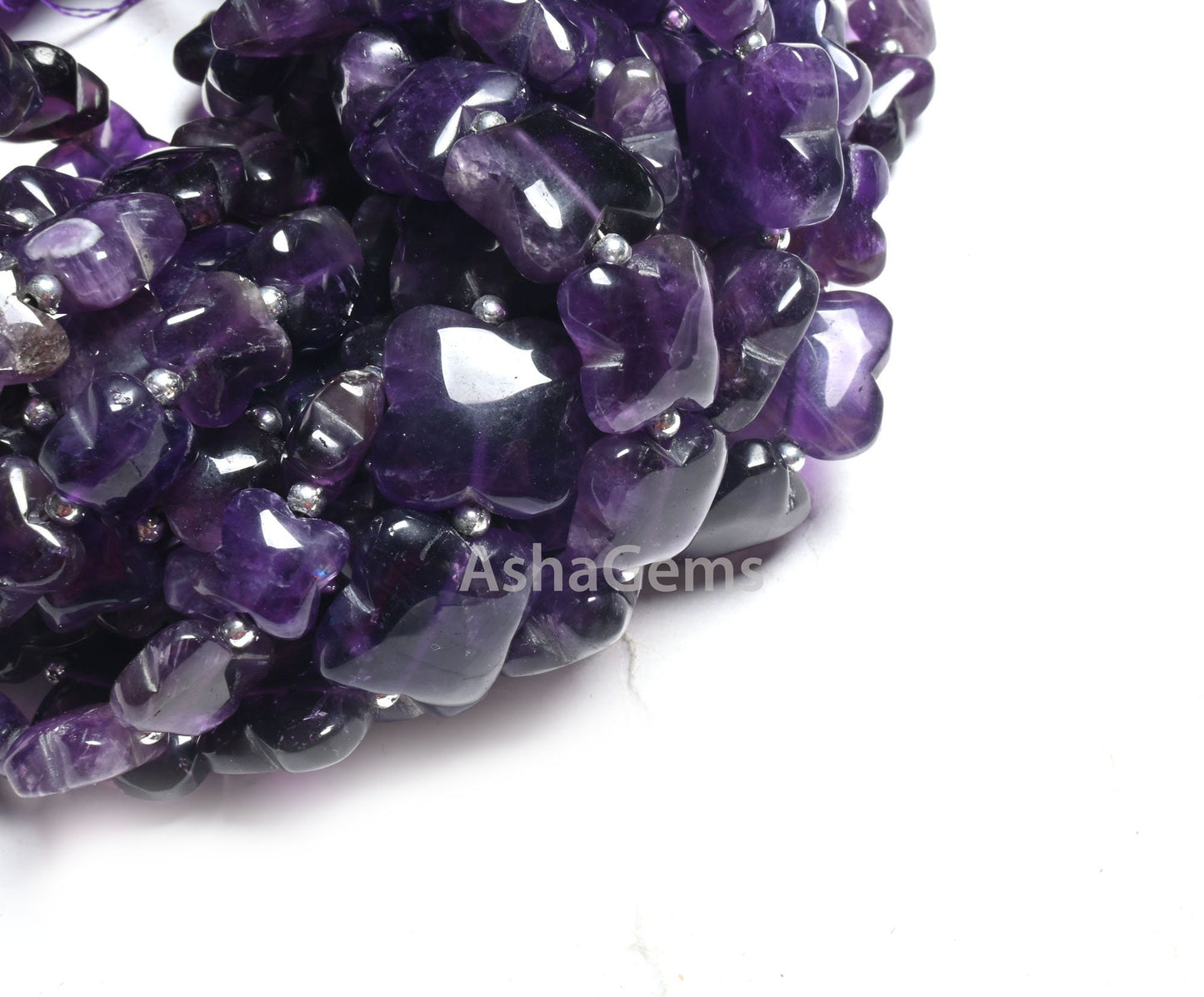 Natural Amethyst Smooth Carving Flower Shape Gemstone handmade Beads, Purple Amethyst Fancy Carve Square Straight Drill Beads Jewelry Crafts