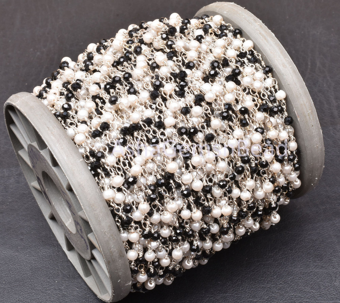 3,5,10,50 Feet Chain, Black spinel Hydro Pearl Beads Rosary Chain, Silver Plated Wire Bulk Roll Finding faceted Rondelle Beaded Rosary Chain