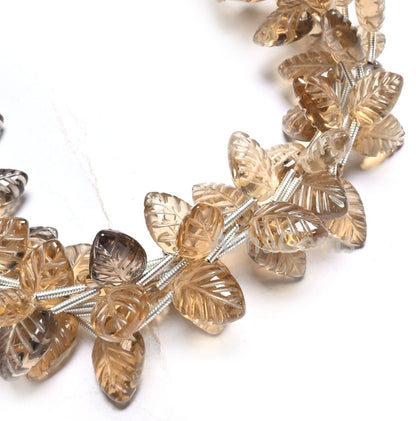 Beautiful Beer Quartz Fancy Leaves Shape Carving handmade Beads, AAA natural Bear Quartz Carve Pear Briolette Gemstone Teardrop Bead Jewelry