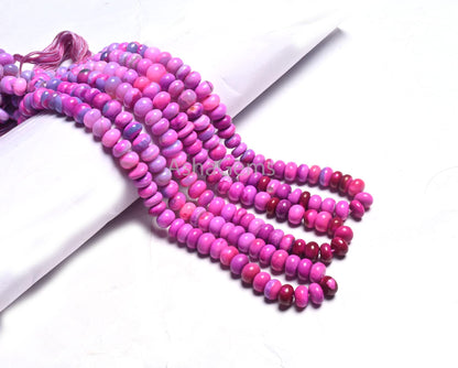 Beautiful Hot Pink Opal Smooth Rondelle Gemstone Beads, Shaded Pink Blue Opal Plain Handmade Bead AAA Opal Bead Jewelry Making Necklace SALE