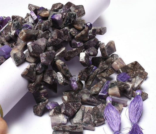 Shaded Purple Charoite Faceted Nugget gemstone Beads,8"Strand Natural Charoite Fancy Uneven Shape Side Drill Beads, Charoite Beads Jewelry