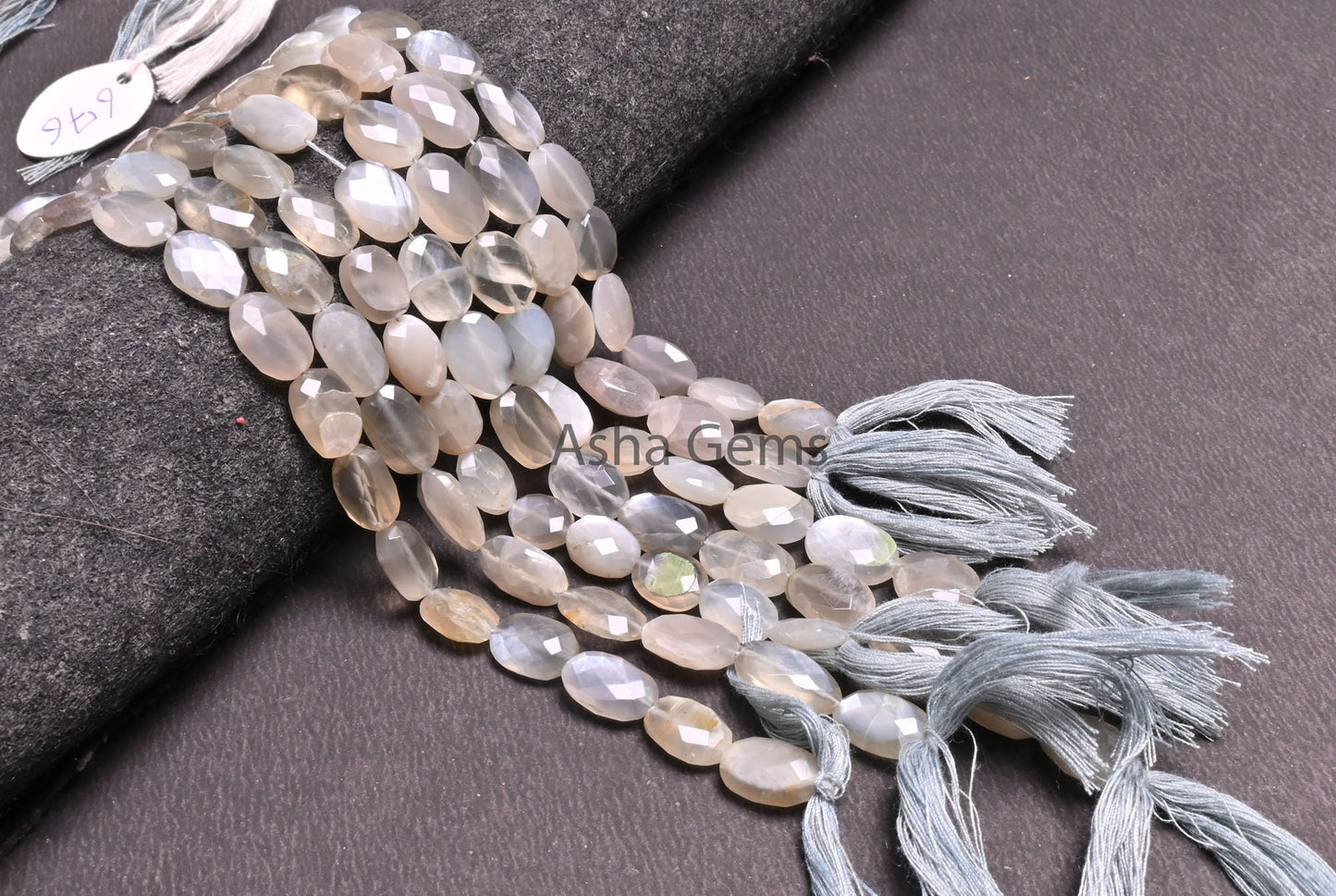 9" Strand Natural Grey Moonstone faceted Indian Cut Oval Gemstone Beads, Moonstone Oval Briolette Beads, grey Moonstone Beads Jewelry Crafts