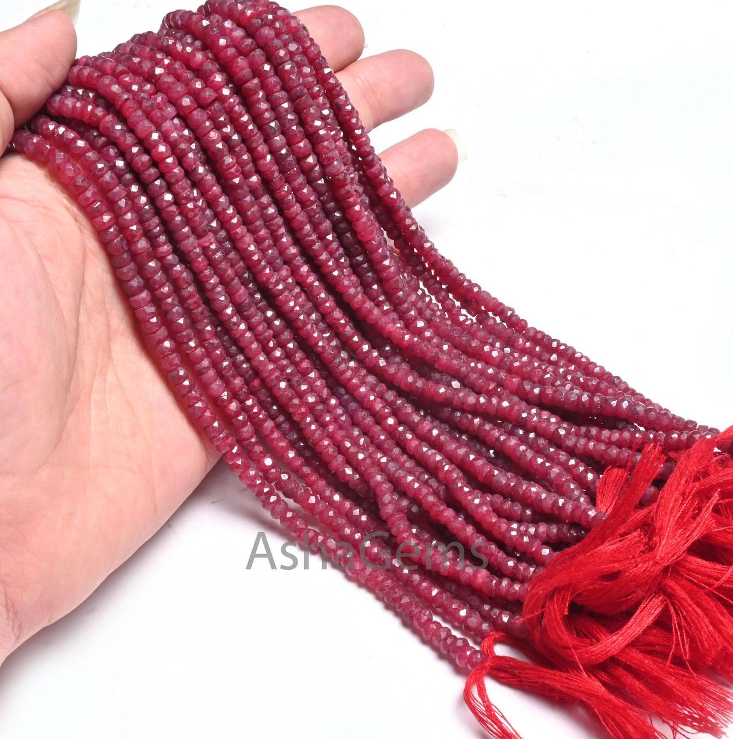 Beautiful Red Ruby Faceted Indian Cut Beads, Fine Ruby Corundum Faceted rondelle Shape Gemstone Ruby Handmade Beads Necklace making Jewelry