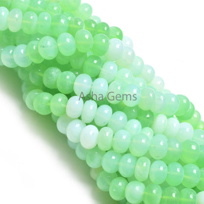 AAA Quality Green Opal Smooth Rondelle Shape Gemstone Loose Beads,16" Pistachio Green Shaded Opal Plain Handmade Beads Jewelry Makings SALE