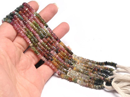 Natural Tourmaline Uneven Shape Rondelle Gemstone Beads,14" Strand Multi Color Tourmaline Handmade Beads Multi Tourmaline Jewelry Craft SALE
