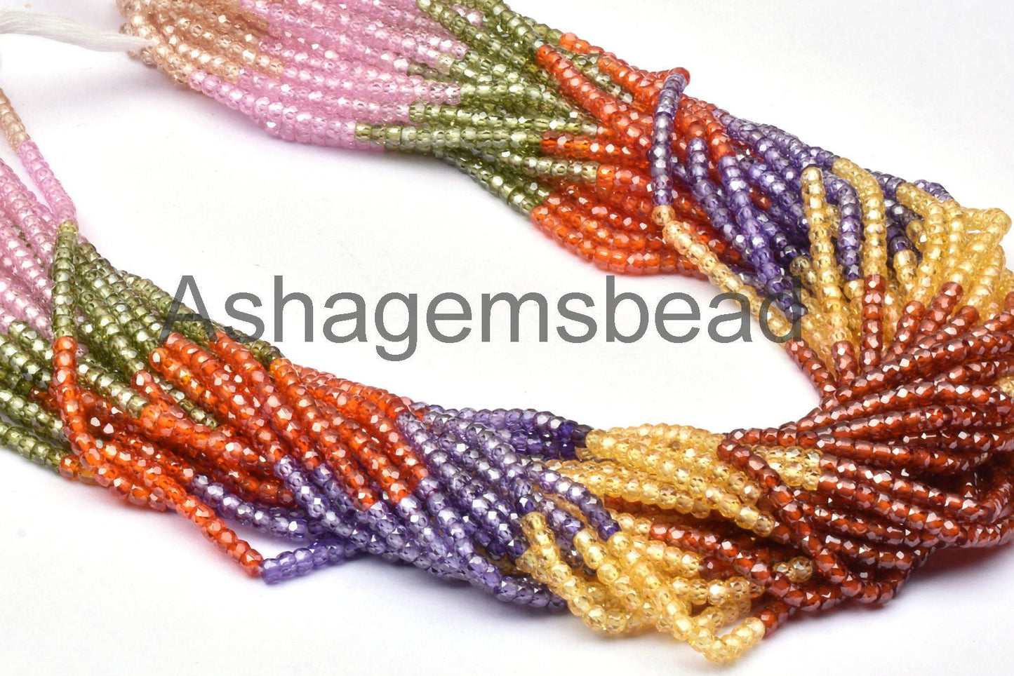 Amazing Zircon Multi Color Rondelle Shape Micro Faceted Beads,13" Strand 3mm Multi Zircon Faceted gemstone Bead cubic Zircon Micro Cut Beads