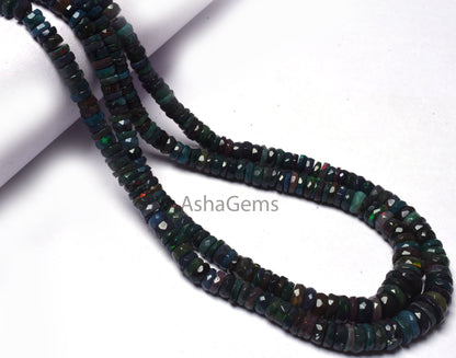 16"Strand Multi Blue Ethiopian Opal faceted tyre Gemstone Beads Welo Flash Ethiopian Opal Tyre Bead Opal faceted Tyre Beads Necklace Jewelry