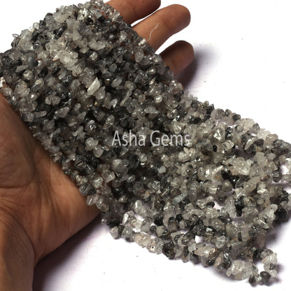 34" Strand Natural Black Rutile Uncut Chips Raw Gemstone Beads, Rutile Rough Smooth Raw tiny Nugget uneven Beads, Fine rutile Bead Jewelry