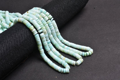 8mm Peru Sky Blue Opal Smooth Tyre Shape Handmade Gemstone Beads Light Blue Opal Plain Heishi Tyre Center Drill Opal Bead Jewelry Craft SALE