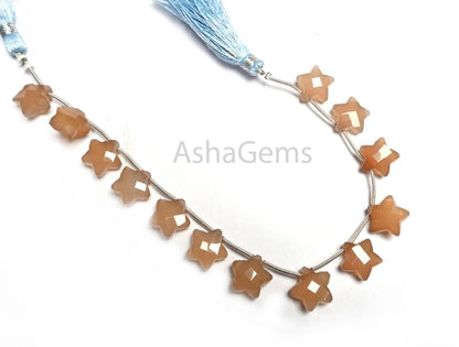 11 mm Beautiful Chalcedony Faceted Star Carving Beads, Shaded Gray Brown chalcedony Fancy Star Shape Carved handmade Gemstone Beads Jewelry