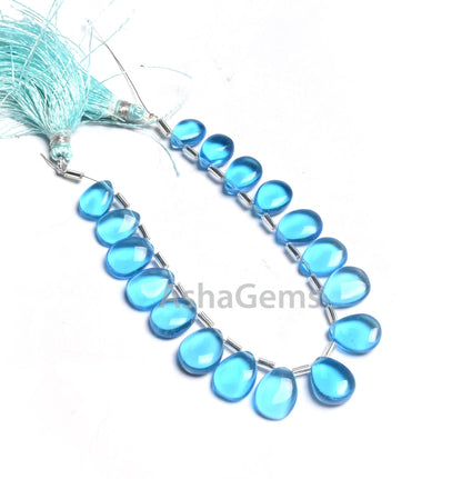 Beautiful Swiss Blue Topaz Color Hydro smooth Pears Handmade Beads, AAA Quality Blue Hydro Flat Teardrop Side Drill beads Jewelry Craft SALE