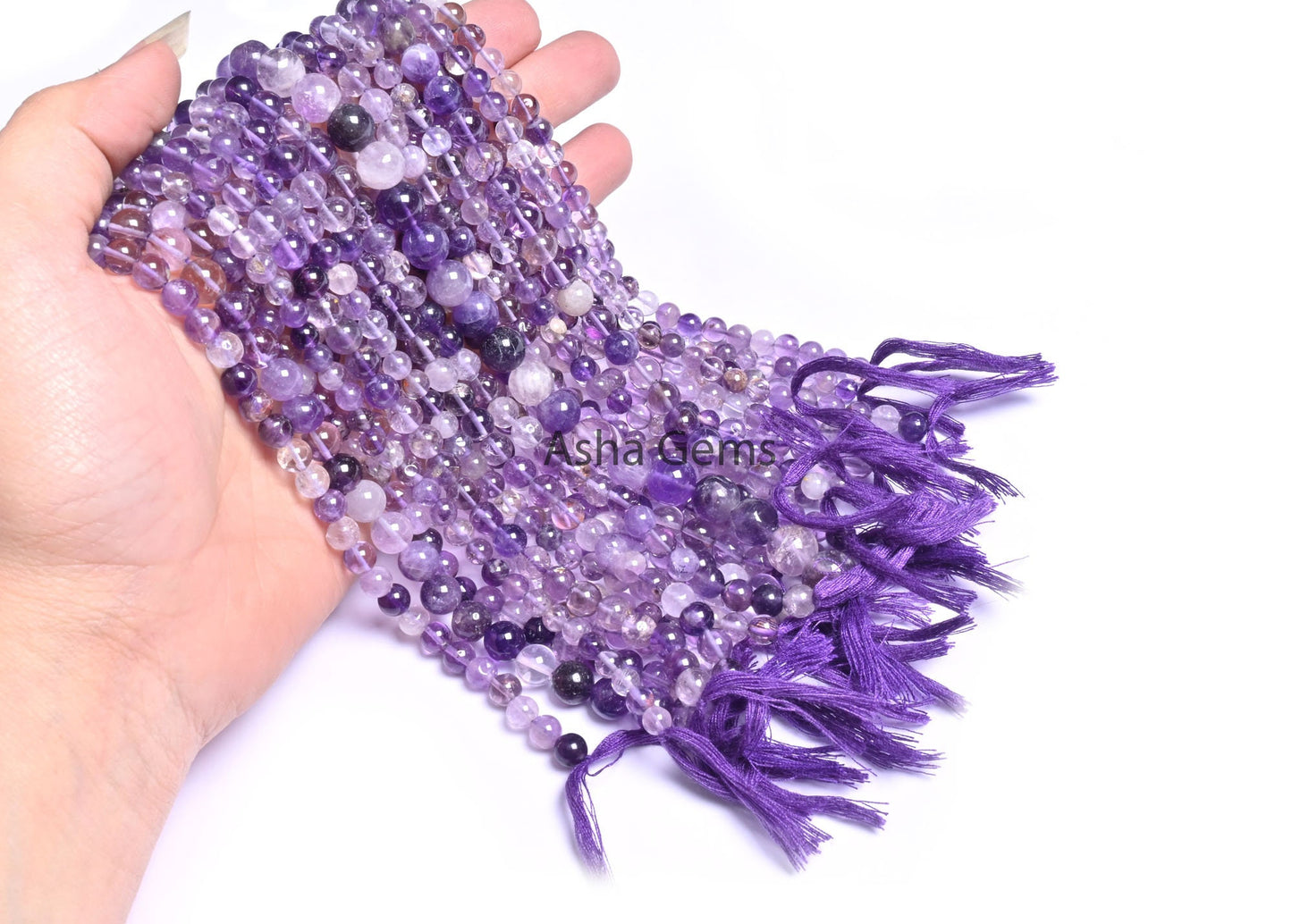 Natural Amethyst Smooth Round Gemstone Beads, Shaded Purple Amethyst Beads, African Amethyst Plain Round Ball Shape Bead Jewelry Crafts SALE