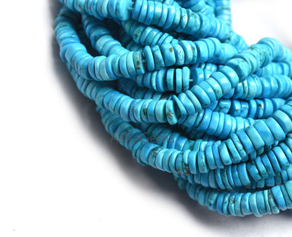 AAA Turquoise Howlite Smooth Tyre Shape Beads,5-5.5 mm Blue Turquoise Plain Handmade Tyre Shape Gemstone Beads For Jewelry Making Craft SALE