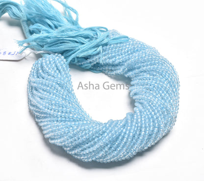 3.2 mm AAA Quality Topaz Sky Blue Coated Micro Cut Round Gemstone Beads, Natural Topaz Machine Cut Round Ball Beads, Coated Blue Topaz Beads