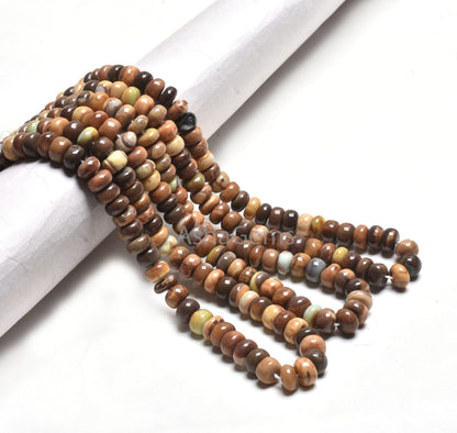 8mm Beautiful Opal Smooth Gemstone Loose Beads, Shaded Brown Yellow Opal Plain Rondelle Beads, Boulder Opal Gemstone Bead Jewelry Craft SALE