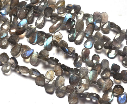AAA Quality Blue Fire Labradorite Faceted pears Shape Beads,7.5"Strand labradorite Beads, Natural Black Rainbow Teardrop Beads Jewelry Craft