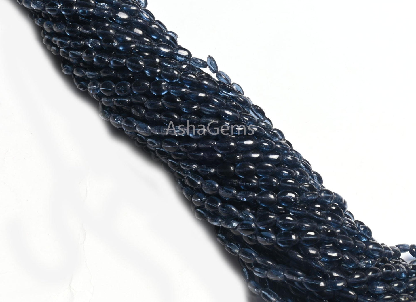 5.5-8 mm Beautiful Blue Iolite Color Hydro Smooth Oval Shape Handmade Beads, Navy Blue Hydro Plain Oval Loose Bead Jewelry Making Craft SALE