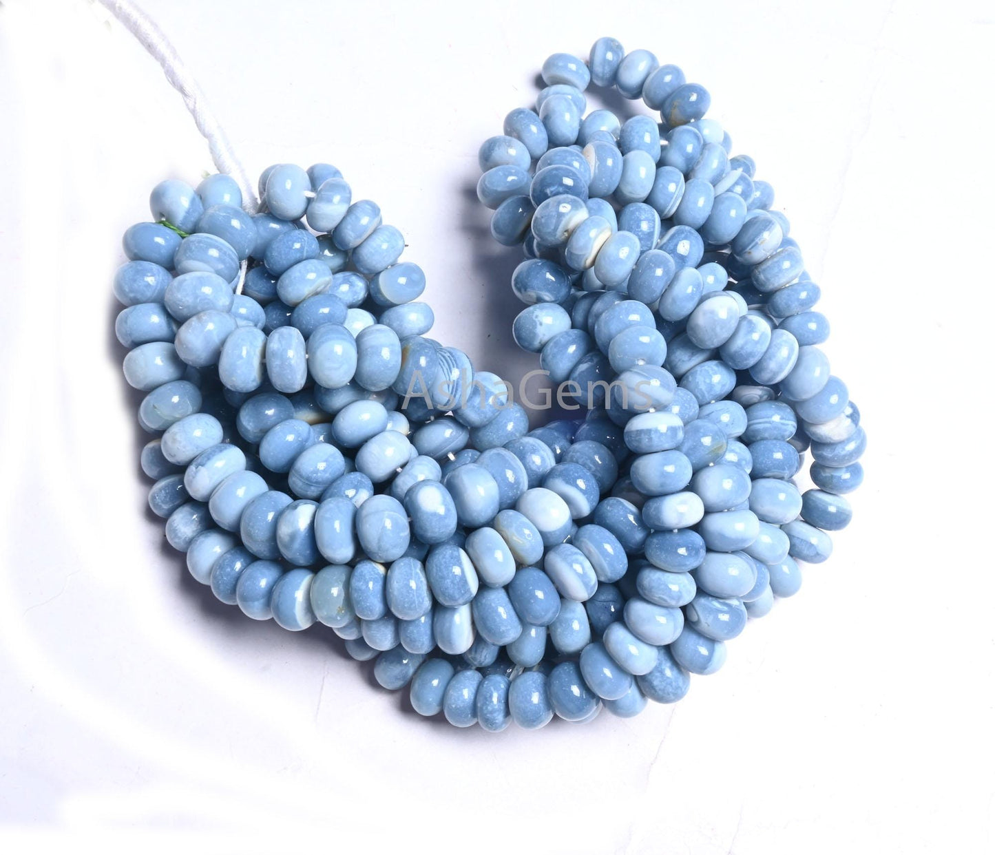 Fine Blue Opal Smooth Rondelle Beads, Shaded Pigeon Blue Opal Plain Handmade Gemstone Loose Bead,16" Blue Opal Beads Jewelry Making Necklace